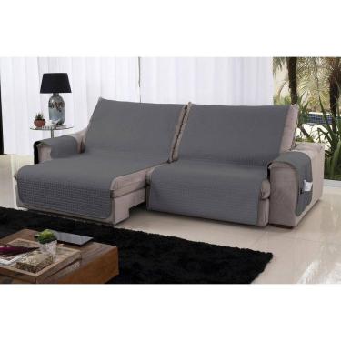 Imagem de Protetor Sofá Retrátil Reclinável Assento 2,20M Cinza Preto