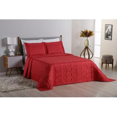 Imagem de Kit Lily Cobre Leito Casal Queen bordado de coração vermelho - NOSSO L
