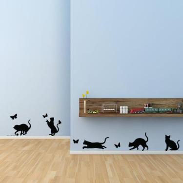 Imagem de Adesivo de Parede Gatos Preto - Quartinhos