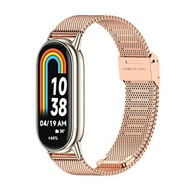 Imagem de HAOZHI Pulseira Compatível para Xiaomi Mi Band 10 9 8,Bracelete Correia de Metal para Xiaomi Mi Smart Band 10,9,8 (Ouro rosa)