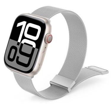 Imagem de HAOZHI Pulseira Magnético Compatível com Apple Watch 49mm 46mm 45mm 45mm 44mm 42mm 42mm 41mm 40mm 38mm,Bracelete Correia de Metal para iWatch Ultra,Ultra 2,SE,Series 10 9 8 7 6 5 4 3 2 1 (Prata, 49mm/46mm/45mm/44mm/42mm(Série 3/2/1))