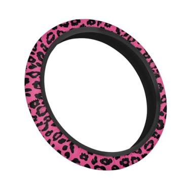 Imagem de Knextrepoy Capas para volante de carrinho de golfe com estampa de leopardo rosa extensível de 33 a 35,5 cm, capa de volante para carrinho de golfe para mulheres, acessórios de carrinho de ajuste