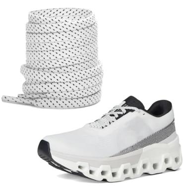 Imagem de NDTEZUGT Cadarços de 7 mm para tênis ON Cloudmonster, cordões de reposição de cadarço de corrida atlética de poliéster duplo, Branco, 63"/160cm