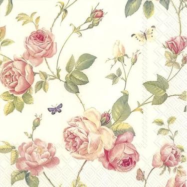 Imagem de Guardanapo para Decoupage Ihr 33x33 Rosas Rambling C/ 20 Unidade - GUA