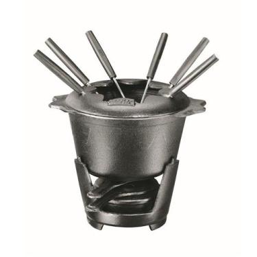 Imagem de Fondue Queijo Chocolate Preto Ferro Panela Mineira 18cm 1,2L