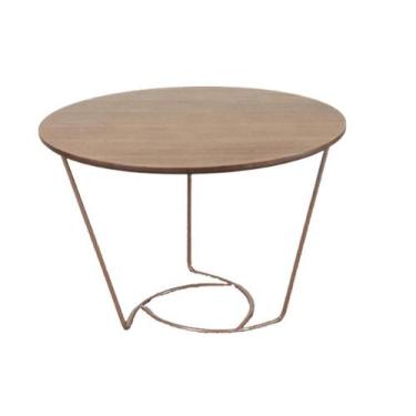 Imagem de Mesa Centro Lótus Menor Tampo Amêndoa Estrutura Ferro Cobre 60cm - 698