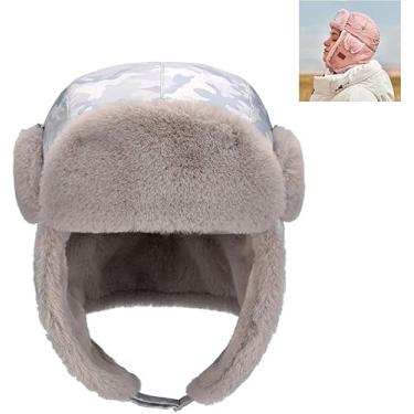 Imagem de Chapéus De Inverno Com Aba De Orelha Para Homens E Mulheres Quentes Ushanka Chapéu De Caçador Russo Caça Ao Ar Livre Esqui Moda Adulto à Prova De Vento Chapéu De Soldado Esq, Grey