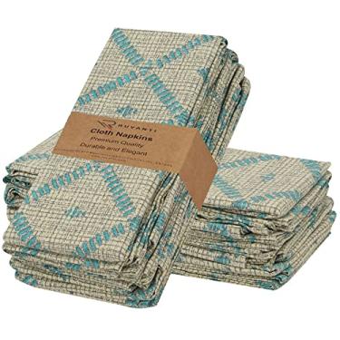 Imagem de RUVANTI Conjunto De 12 Guardanapos Pano 100% Algodão, 45X45 Cm, Laváveis, Macios E Absorventes, Para Festas, Natal, Ação Graças, Casamentos Jantares.