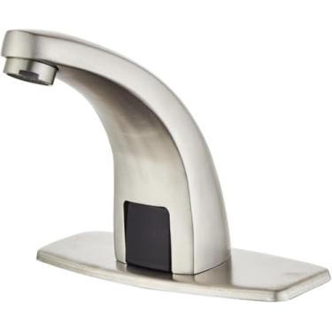 Imagem de Torneiras Com Sensor Para Lavatório Aço Inoxidável Escovado Sensor Automático Torneira De Pia De Banheiro Sem Toque Torneira De Pia De Banheiro