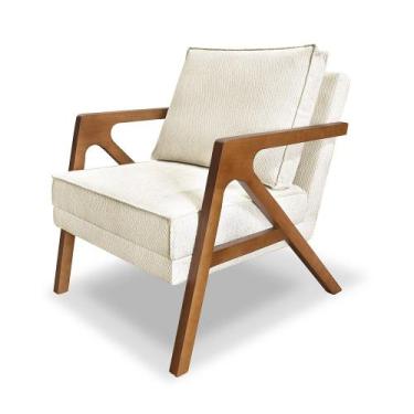 Imagem de Poltrona Decorativa Base de Madeira Monalisa Luxo Boucle Oro - Loja Sh