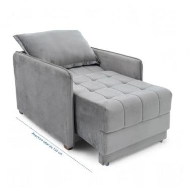 Imagem de Poltrona Cama Reclinável Retrátil Viena Veludo Cinza - Loja Sheep