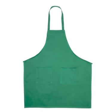 Imagem de Avental de comprimento total profissional aprovado pelo chef com dois bolsos frontais | Alça ajustável e resistente à água para funcionários de cozinha de chef | 86 cm L x 76 cm P, unissex, verde