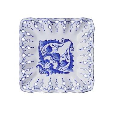 Imagem de Pratos de salada quadrados vintage, pratos de sobremesa de cerâmica decorativos feitos à mão para pão, manteiga, aperitivo, pratos de servir, bandejas e travessas, seguro para lava-louças, presente