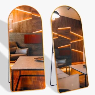 Imagem de Espelho Arco Base Reta Bronze 150x60cm Corpo Inteiro Moldura Alumínio 