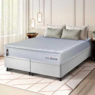 Imagem de Conjunto Box Baú Branco Luanda Branco Espuma D28 Queen 158x198x69 - King House