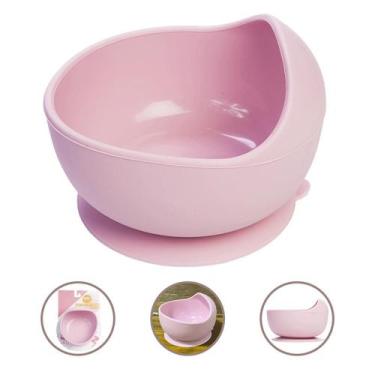 Imagem de Prato Fundo Bowl Ventosa Em Silicone Bebê Infantil - Rosa - Mimo Style