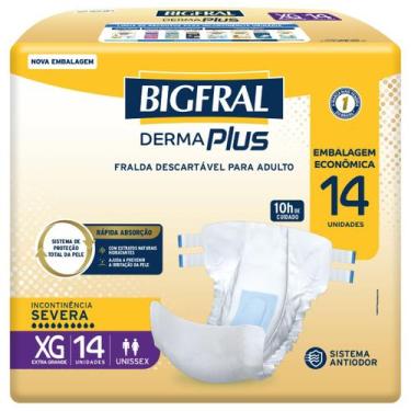 Imagem de Fralda Geriátrica Derma Plus BigFral - Tamanho XG - 14 unidades, 1, 14