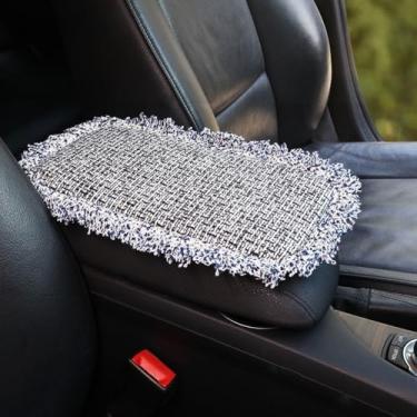Imagem de MINGZAIQIPEI Protetor de almofada de console central de carro, capa de caixa de assento de apoio de braço guingão confortável / almofada universal para acessórios de almofada Auto/SUV (3)