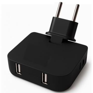 Imagem de Adaptador Tomada Preto Benjamin Com 2 Entradas USB Mais 2 Tomadas A10 Bivolt Ideal Para Carregar o Celular Compacto Seguro Para Casa Escritório PREMIUM