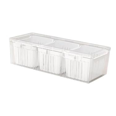 Imagem de Ioensy Bandeja de servir dividida, organizador de geladeira com tampa, prato de servir empilhável, recipiente de armazenamento de alimentos para nozes doces, Branco