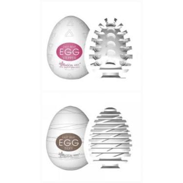 Imagem de Kit Duplo Eggs Ovo Mastubador Estimulo Sexshop Flexivel Stepper e Silky