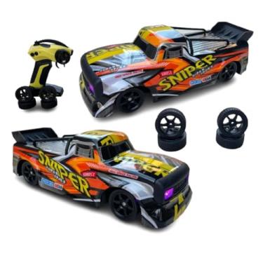 Imagem de Carrinho De Controle Remoto RC Drift Tração 4x4 Bateria Recarregável Alta Velocidade 4WD 1/18 + Rodas para Drift