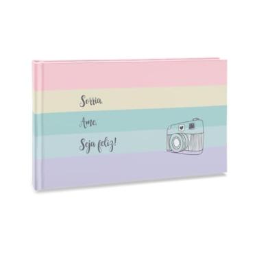 Imagem de Álbum de fotos Ical. encadernação fotolivro autocolante. com 12 páginas de papel rígido branco - compatível com Polaroid e Instax mini - linha Instalovers grande - modelo cores claras - sorria - 901