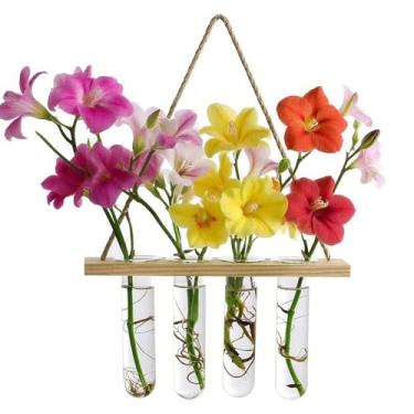 Imagem de ACJRYO Vaso de vidro para pendurar na parede, tubo de ensaio, vasos hidropônicos para propagação de plantas hidropônicas