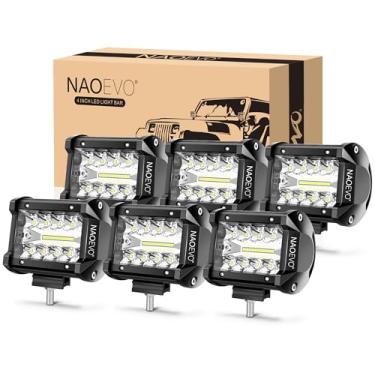 Imagem de NAOEVO Luzes LED de 10 cm, luzes LED de nevoeiro/condução/off-road, barra de luz de LED com combinação de holofotes, luzes de trabalho de cubo de LED para caminhão, barco, quadriciclo, caminhonete UTV
