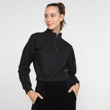 Imagem de Blusa Feminina Fila Moletom Cropped Basic Classic Preta - F12L00574.160-Feminino