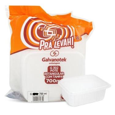 Imagem de Pote retangular c tampa descartavel p alimentos embalagem marmita vasi