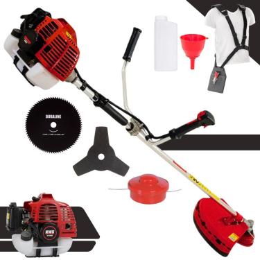 Imagem de Roçadeira Profissional Kawashima KW43L 2 Tempos 43cc 1,7HP de Potência Cortador de Grama Com Cabeçote de Nylon + Lâmina 3 Pontas + Lâmina 80 Dentes