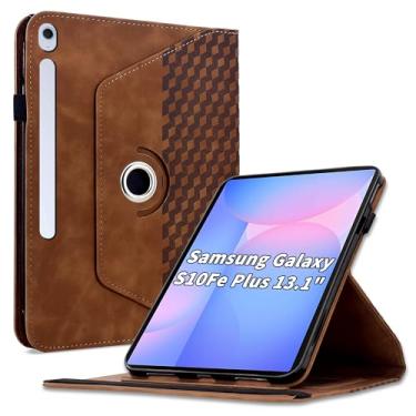 Imagem de Varohix Capa para Samsung Galaxy Tab S10 FE Plus 13,1 polegadas 2025 (SM-X620/X626), capa protetora de couro PU com rotação de 360 graus com hibernar/despertar automático, suporte para cartão e alça
