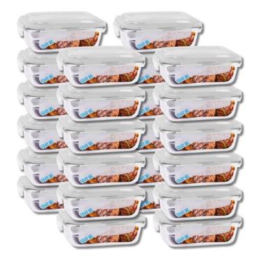 Imagem de Conjunto Potes Vidro Tampa Hermetico 1040ml Marmitas Fitness 24 UN - P