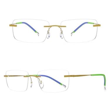 Imagem de VFDHN Armação de óculos de titânio sem aro para homens e mulheres, ultraleve (amarelo C5)