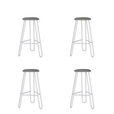 Imagem de Conjunto 4 Banquetas Altas Ginger com Estrutura Branca - Metalig