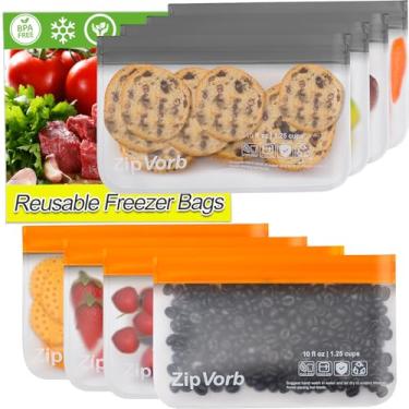 Imagem de GEHEN Sacos reutilizáveis para congelador de lanche - Seguro para lava-louças, livre de BPA, à prova de vazamento para carne, cereais, vegetais e organização de armazenamento de cozinha (pacote com 8)