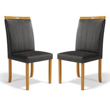 Imagem de Kit Com 2 Cadeiras Aurora Madeira Maciça Estofadas Para Mesa De Jantar