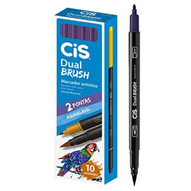 Imagem de Marcador Artístico Aquarelável Dual Brush, CIS, Lilás Escuro, Caixa com 10 unidades