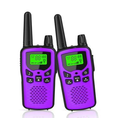 Imagem de Walkie Talkies Erelis de longo alcance de 5 km com 22 canais FRS (roxo