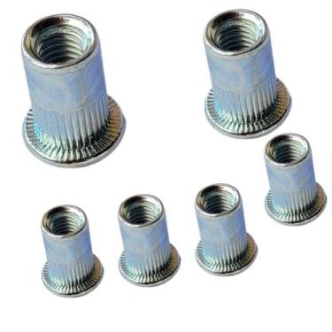 Imagem de Porca Rebite M8 c/ Rosca  Aba Plana Longo Arrebite  50 peças - Sukira