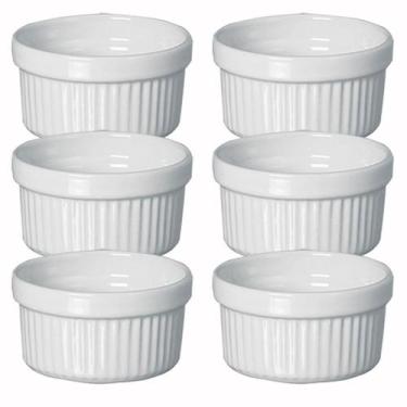 Imagem de Kit 6 ramequim cerâmica branco molheira forno ramekim 100ml - Porto Se