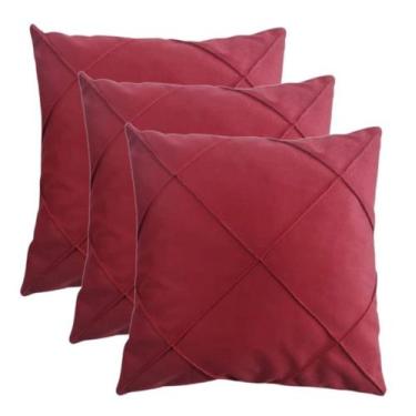 Imagem de Kit 3 Almofada Suede Drapeada Macia Decorativa- 45x45 - Enxovais Anna 