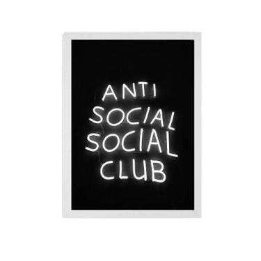Imagem de Quadro Anti Social Social Club 24X18 Com Vidro Madeira Preta - Quadros