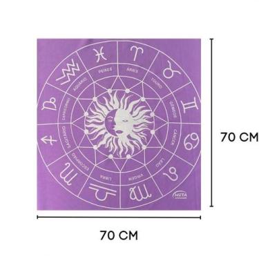 Imagem de Toalha Jogo De Cartas Zodíaco 70 X 70 Cm Lilás - Meta Atacado