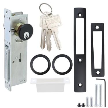 Imagem de LC LICTOP Fechadura de porta de loja, fechadura de encaixe comercial, fundo de 31/81.3 cm ou 1-1/20.3 cm, fechadura cilíndrica de latão duplo com chaves de latão para portas deslizantes de alumínio