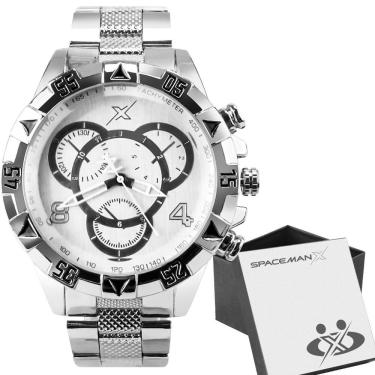 Imagem de Relogio Masculino Prata Aço Inoxidável + Caixa Premium Original Casual Pesado Grande Social Ponteiro