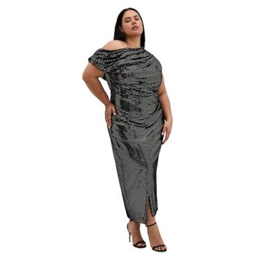 Imagem de City Chic Vestido feminino plus size - Shimmy Midi, Preto, 52