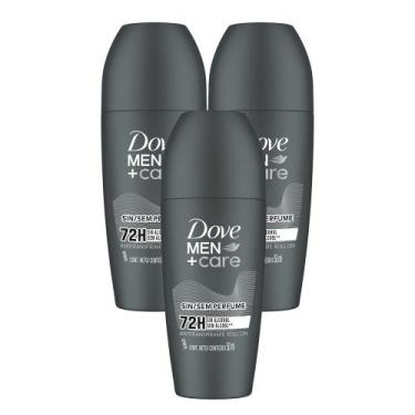 Imagem de Kit 3 Desodorante Dove Men + Care Sem Perfume Roll-on Antitranspirante