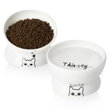 Imagem de Conjunto de cerâmica Cat Bowls Sweejar Raised Tilted Food and Water